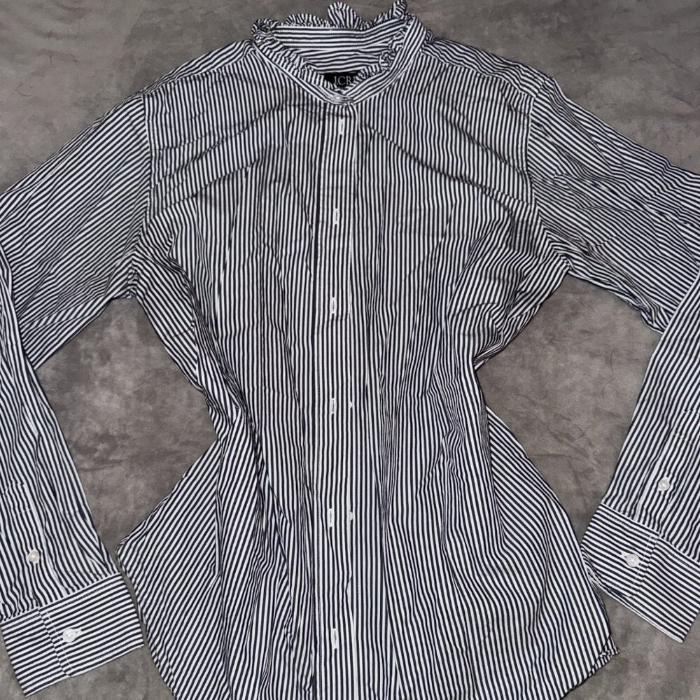 J.Crew Women's Blue and White Blouse